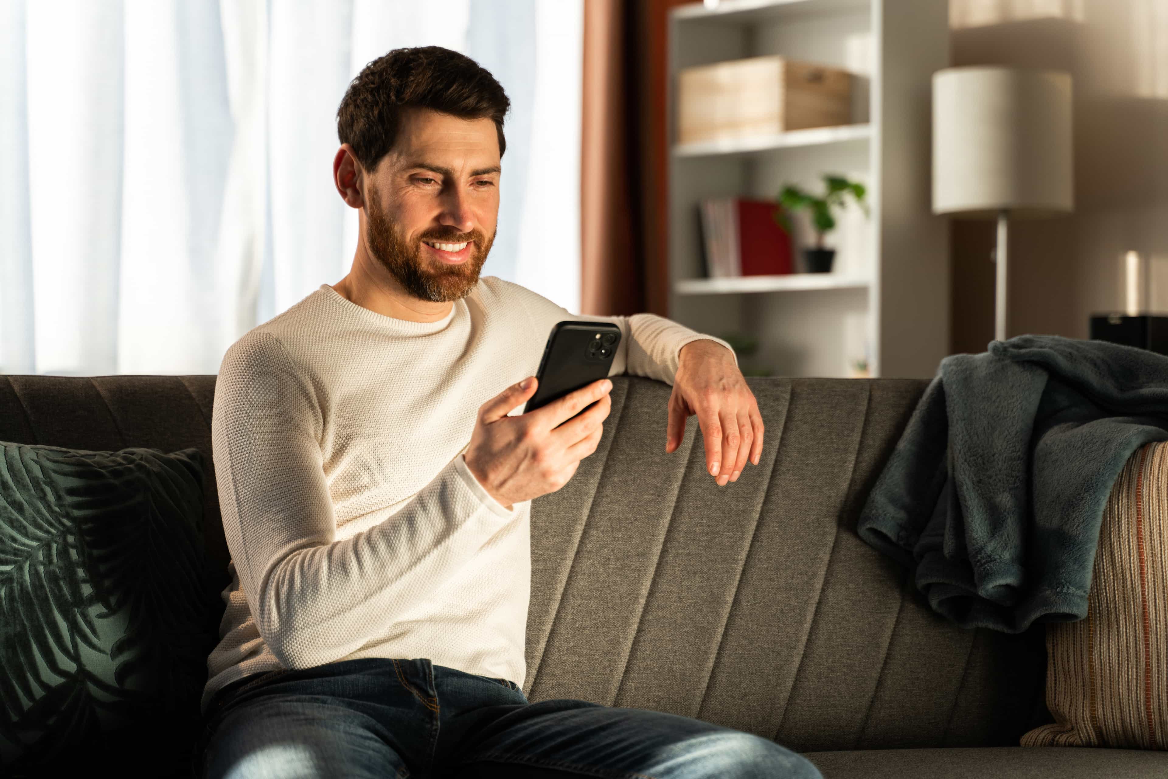 Men Phone Smiling