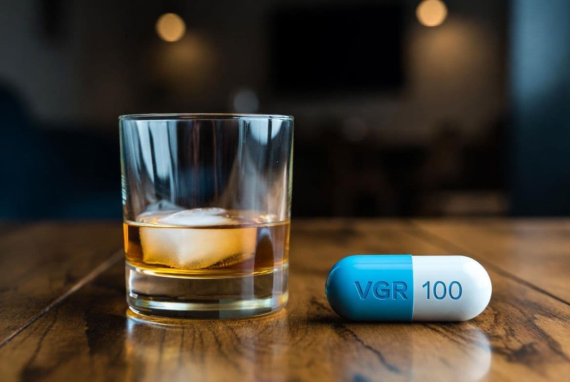 Un comprimé de viagra avec un verre d'alcool Un comprimé de viagra avec un verre d'alcool