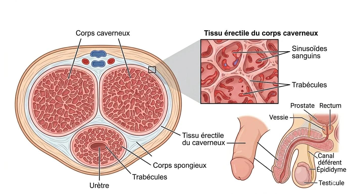 Illustration médicale représentant les corps caverneux Illustration médicale représentant les corps caverneux
