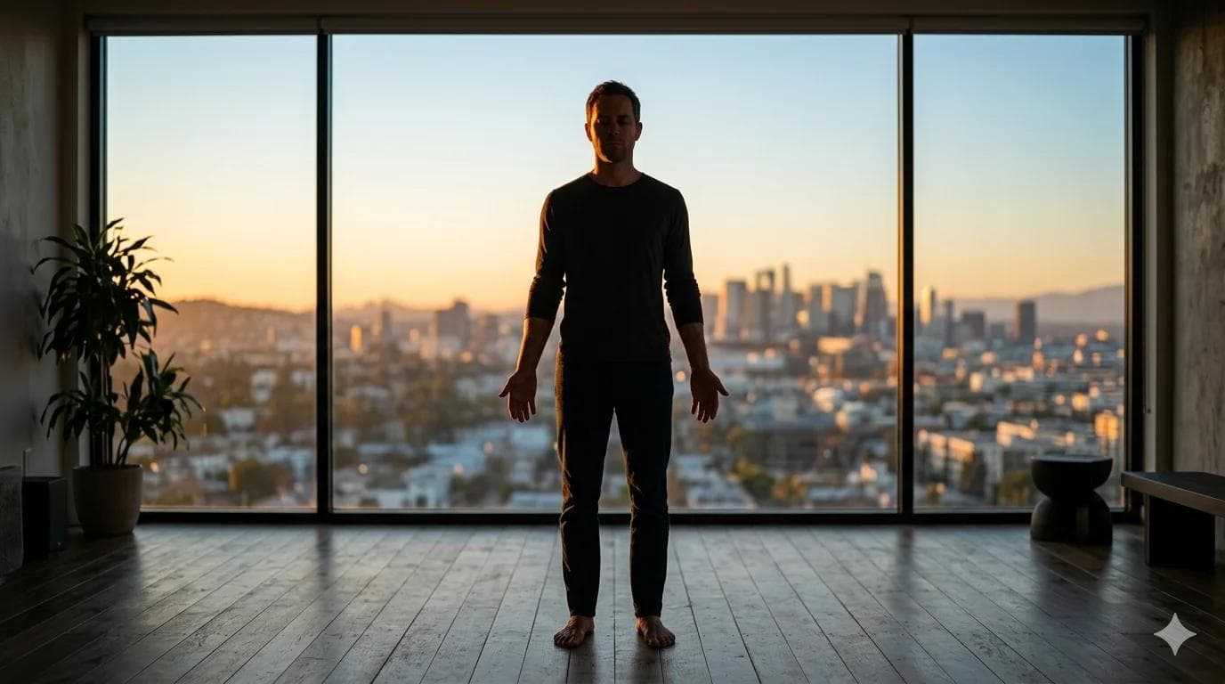 Homme en posture de méditation et de visualisation mentale pour reprendre le contrôle de l'éjaculation précoce Homme en posture de méditation et de visualisation mentale pour reprendre le contrôle de l'éjaculation précoce
