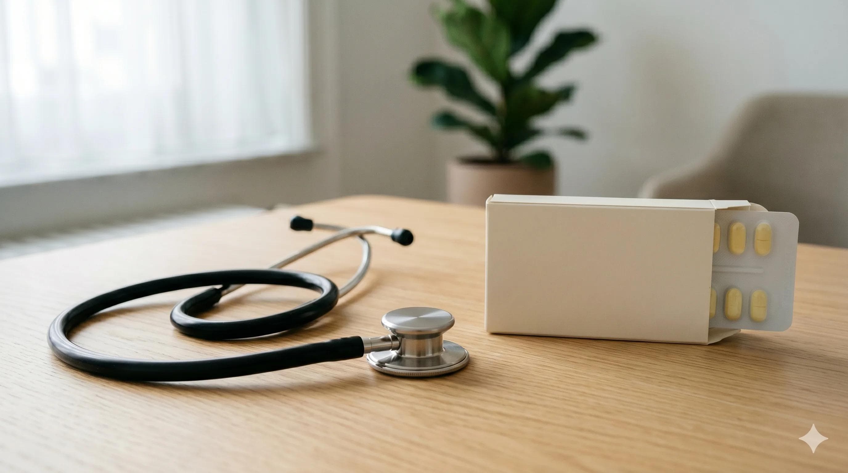Stéthoscope et boîte de comprimés évoquant le bilan cardiaque préalable à la prescription de Cialis tadalafil Stéthoscope et boîte de comprimés évoquant le bilan cardiaque préalable à la prescription de Cialis tadalafil