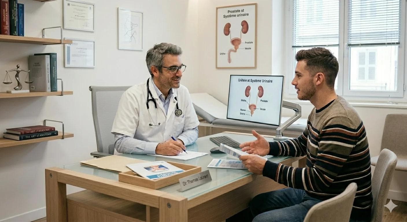 Homme consultant un urologue Homme consultant un urologue