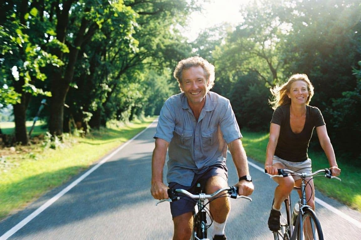 Homme épanoui gérant naturellement les symptômes de l'andropause Homme épanoui gérant naturellement les symptômes de l'andropause