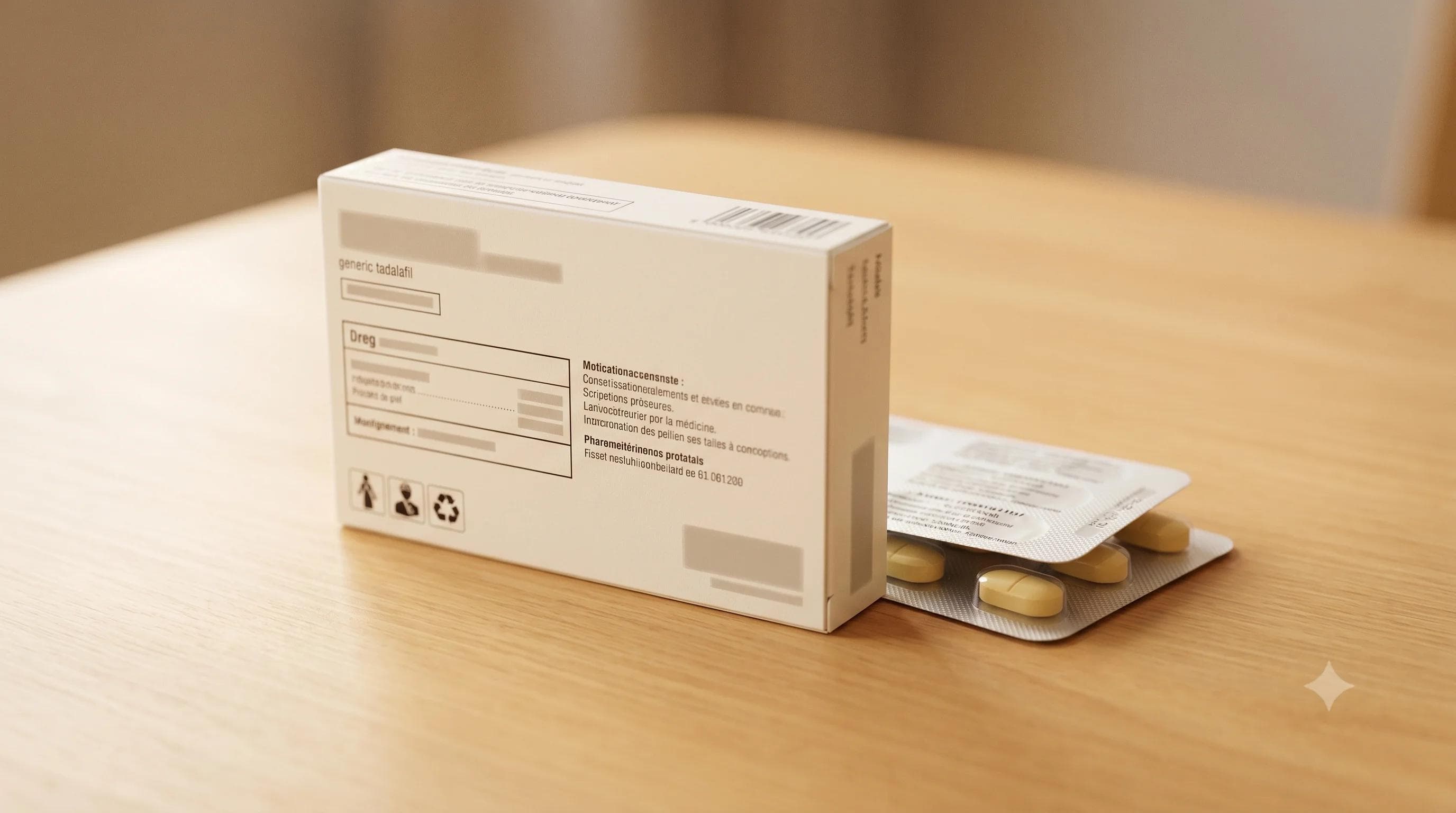 Boîte et plaquette de comprimés jaunes de tadalafil illustrant le Cialis et ses avis pour la dysfonction érectile Boîte et plaquette de comprimés jaunes de tadalafil illustrant le Cialis et ses avis pour la dysfonction érectile