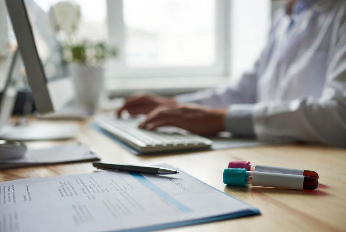 Résultats d'analyses sur un bureau médical, bilan sanguin en cas de problème d'érection Résultats d'analyses sur un bureau médical, bilan sanguin en cas de problème d'érection