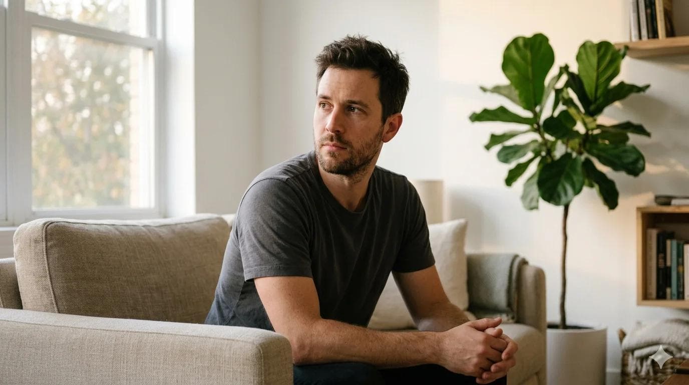 Homme pensif réfléchissant aux effets de la cocaïne sur son érection et sa santé Homme pensif réfléchissant aux effets de la cocaïne sur son érection et sa santé